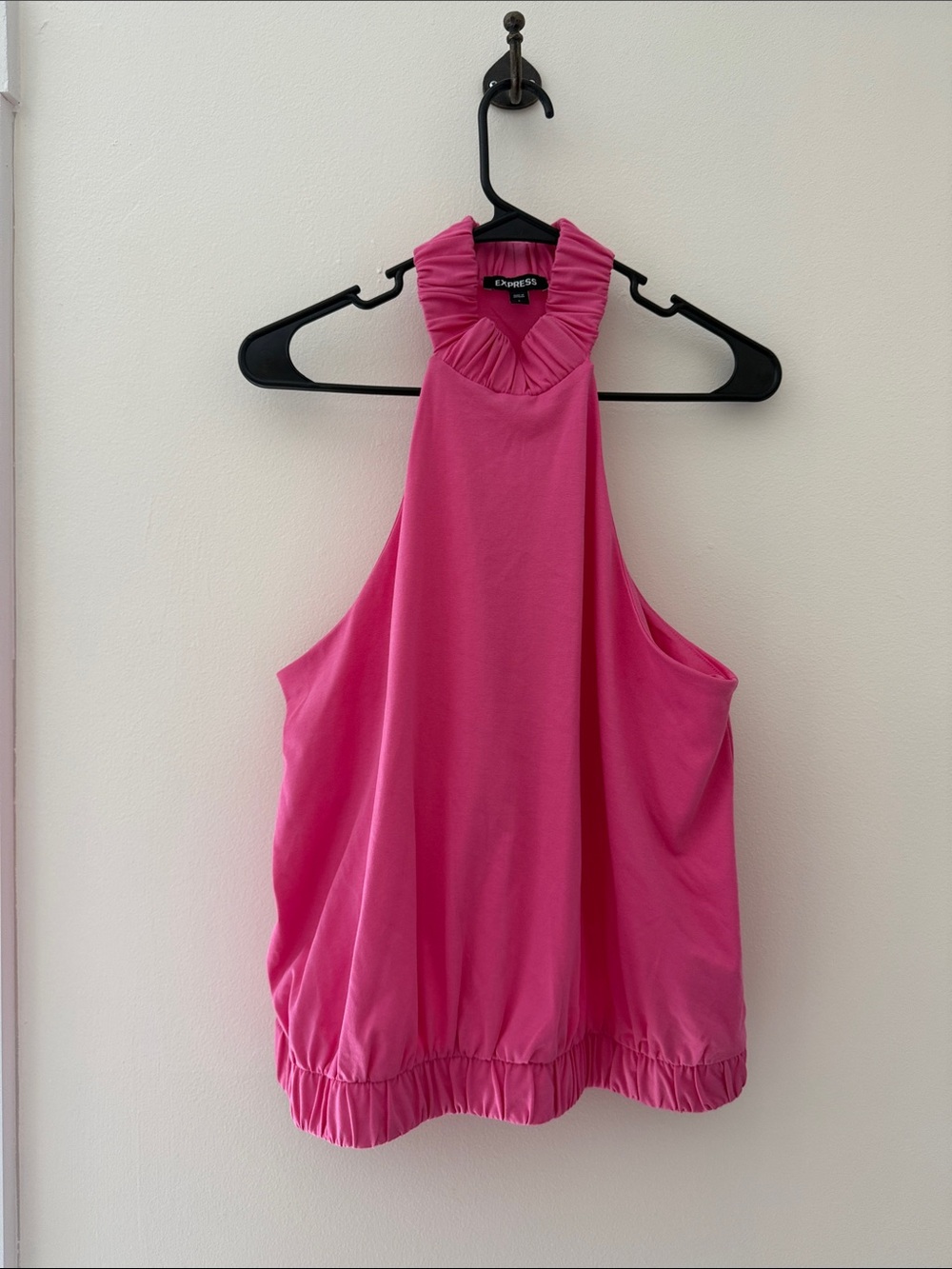 Express Hot Pink Ruffled Halter Tank Top